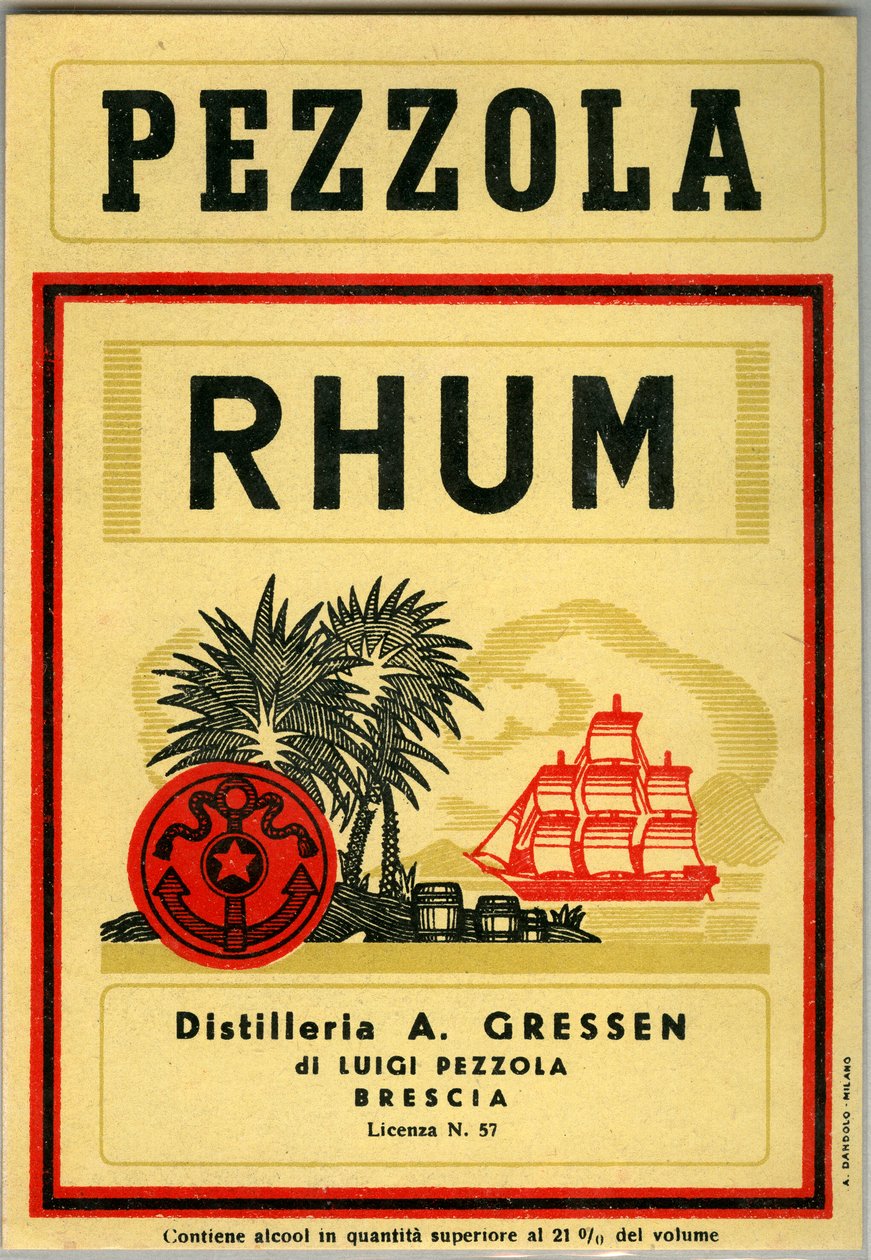 Anúncio de álcool Pezzola rum (Cromolitografia do final do século XIX) de Unknown artist