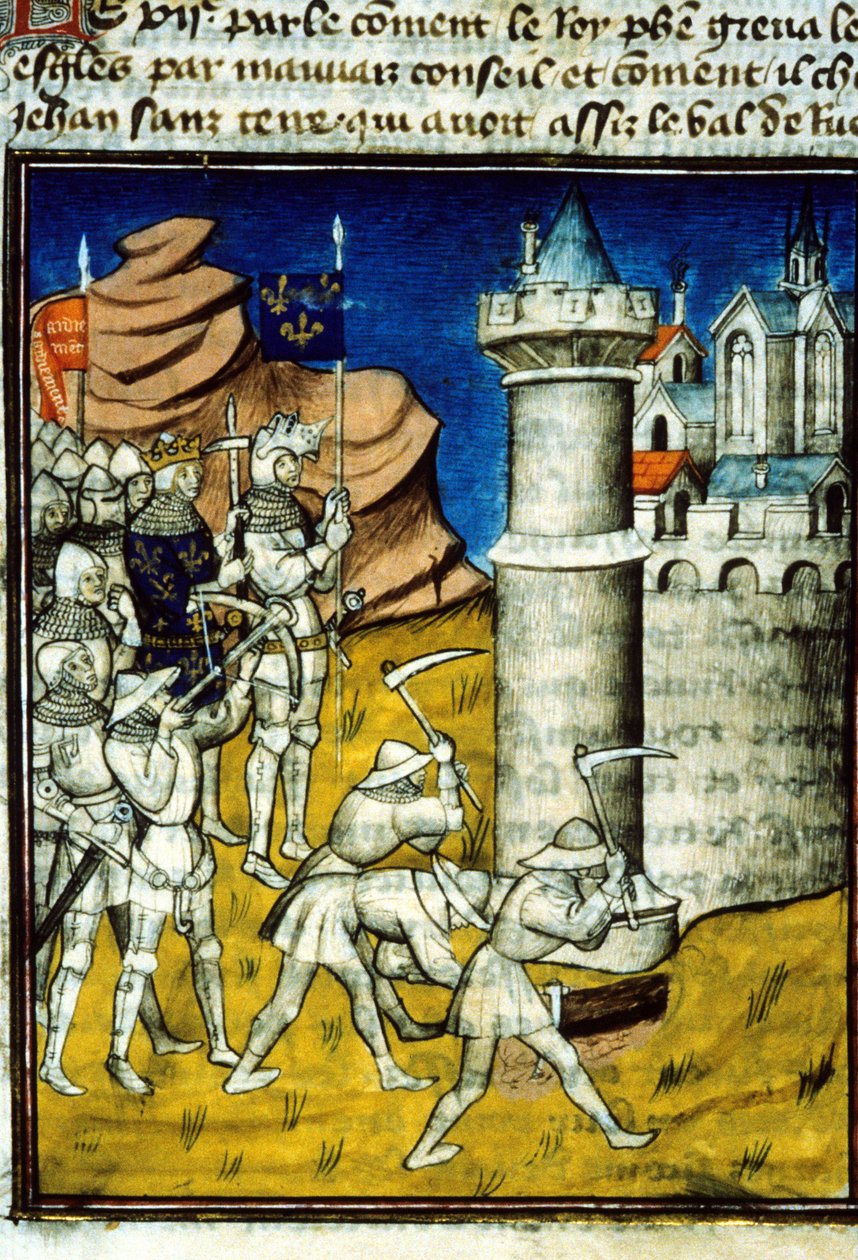 Philip II Auguste (1165-1223) a Chinon - Miniatura em "Grandes Crônicas de Saint-Denis", final do século XIV. (ref. 512, 237r) Pedido de autorização para a Bibliotheque Municipale de Toulouse (tel: 05 62 27 66 66) de Unknown artist
