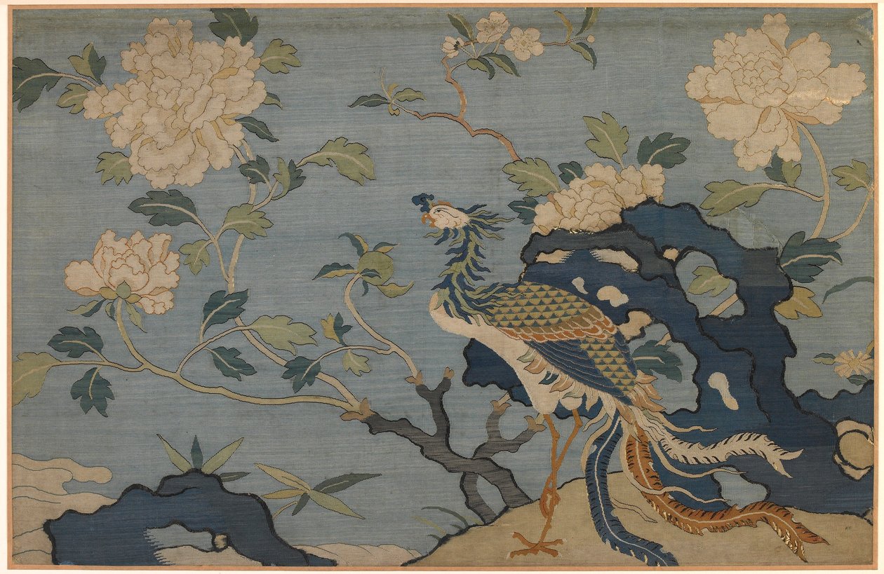 Phoenix entre rochas e flores de Unknown artist