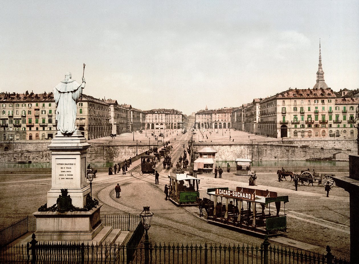 Piazza Vittorio Emanuele em Turim (Torino), Itália em 1890 de Unknown artist