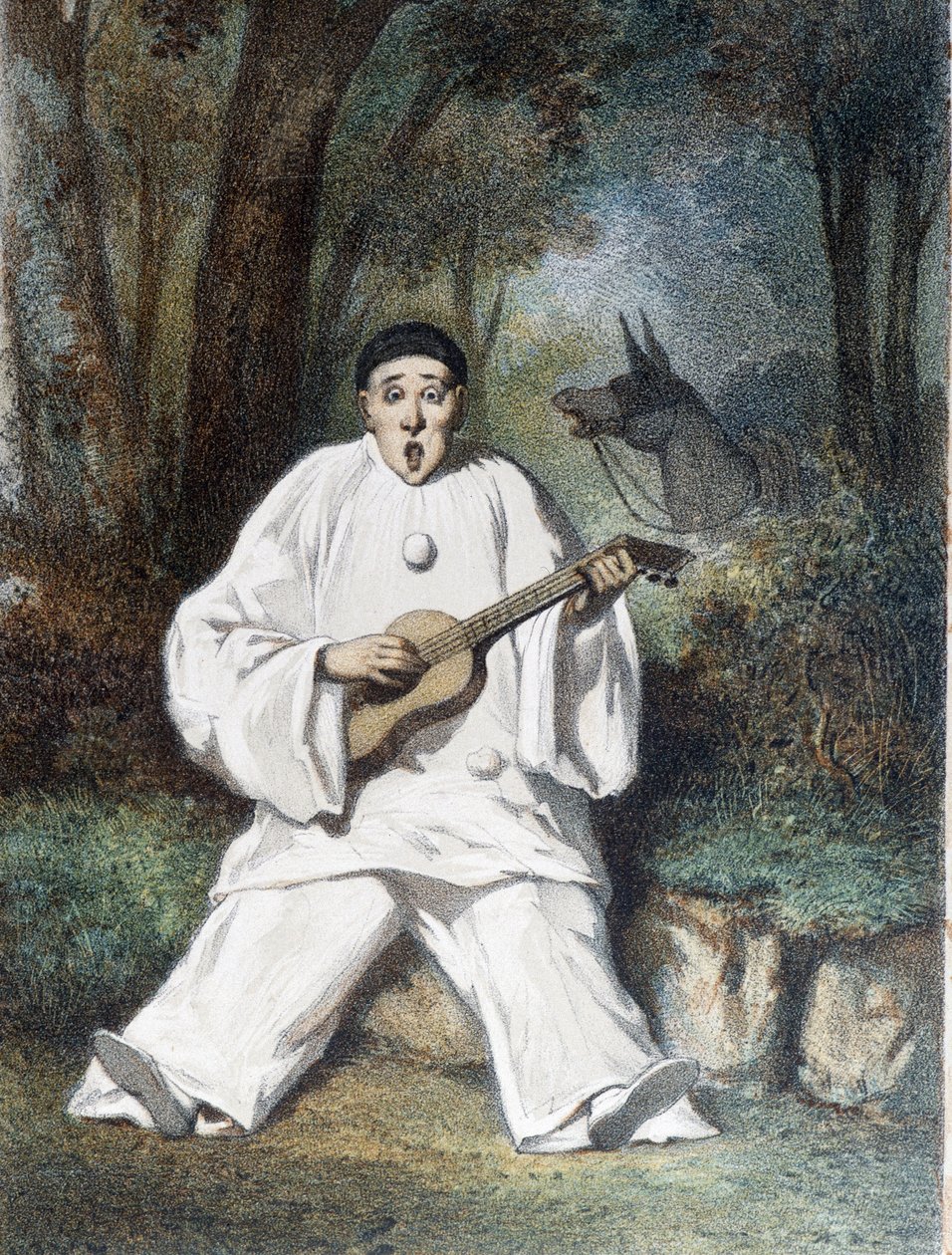 Pierrot toca guitarra - n.d., final do século XIX de Unknown artist