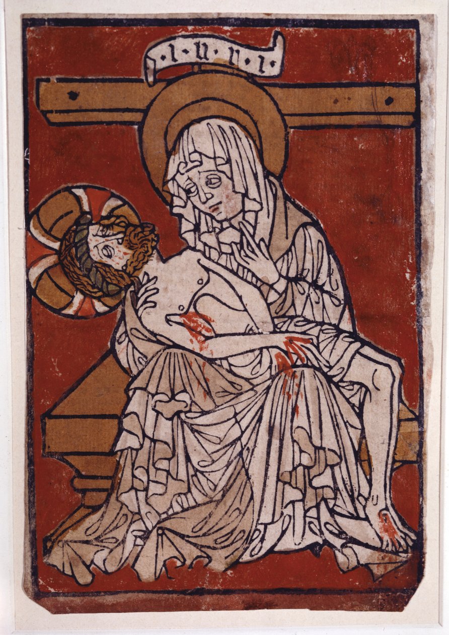Pietá da Abadia de Stift Lambach, c.1420-30 (gravura a cores) de Unknown artist