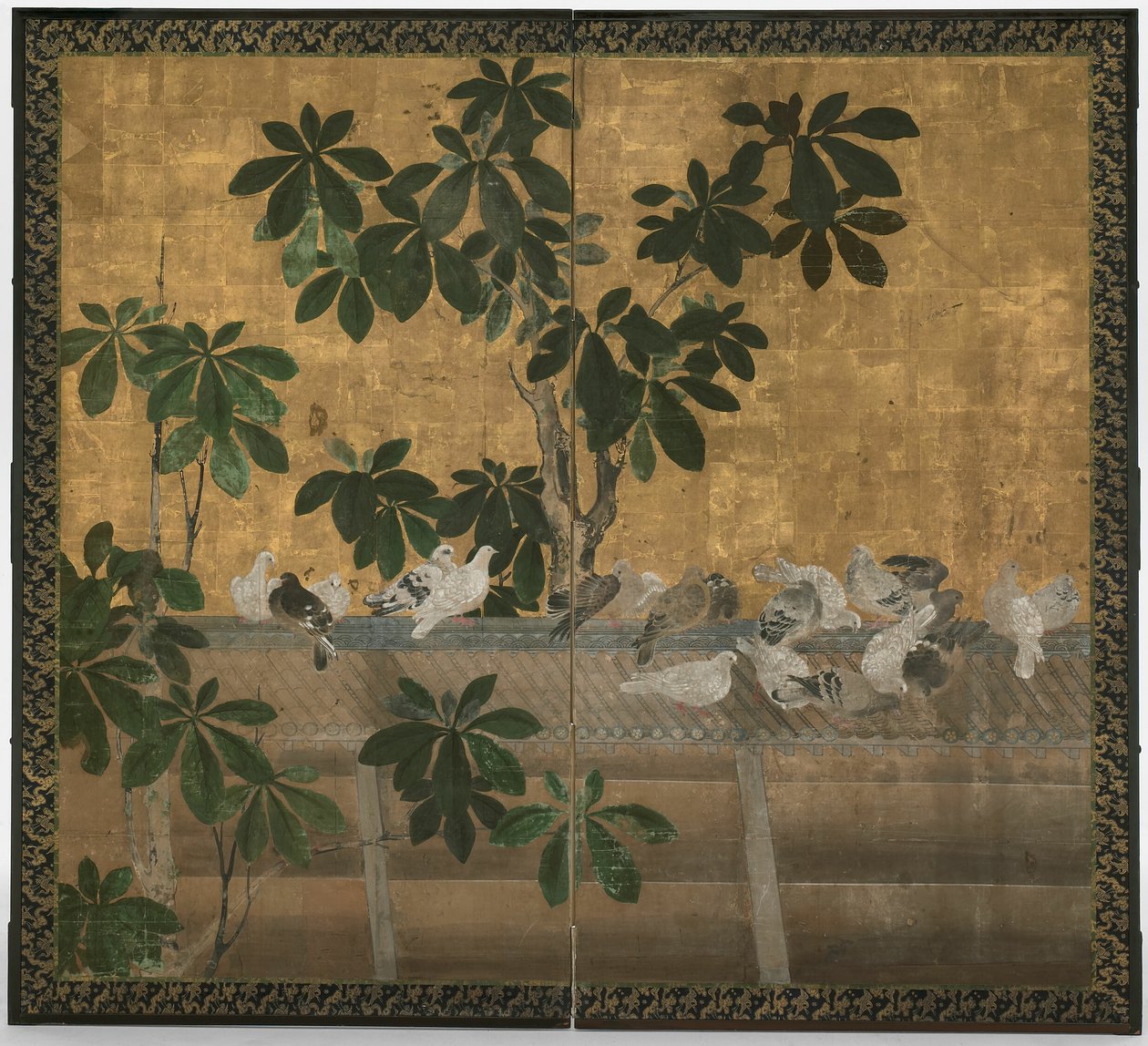 Pombos e rododendros de Unknown artist