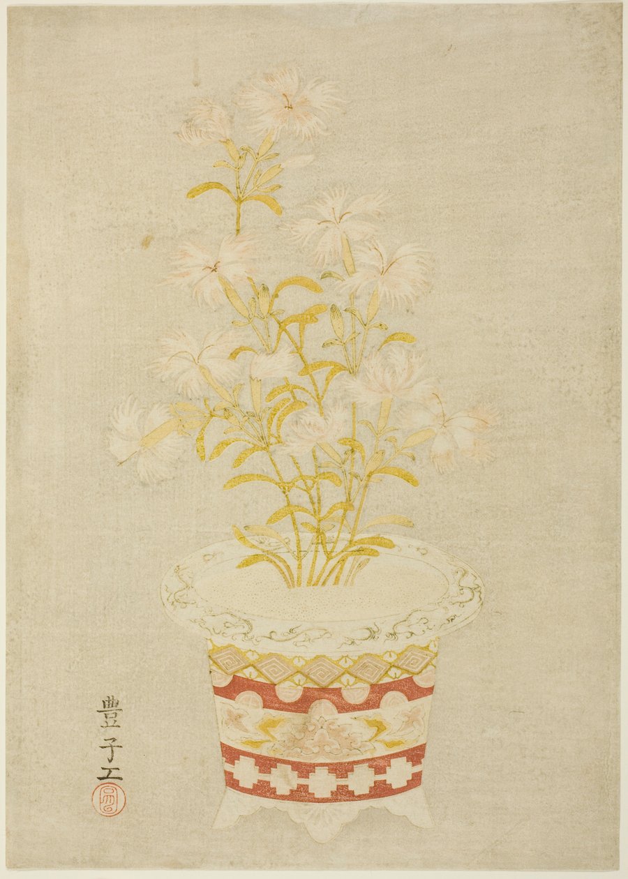 Rosas num vaso de porcelana de Unknown artist