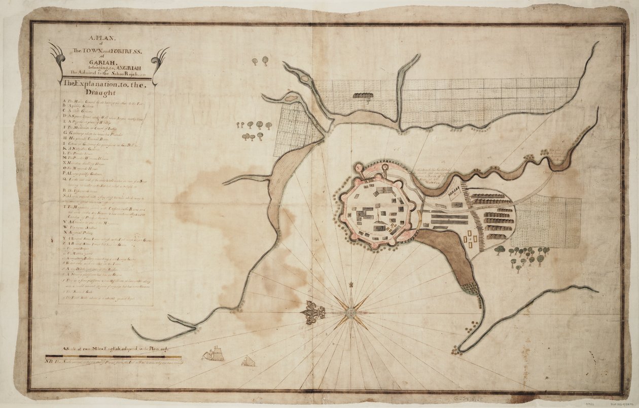 Planta da cidade e da fortaleza de Gariah, c.1755 (tinta, aguarela) de Unknown artist