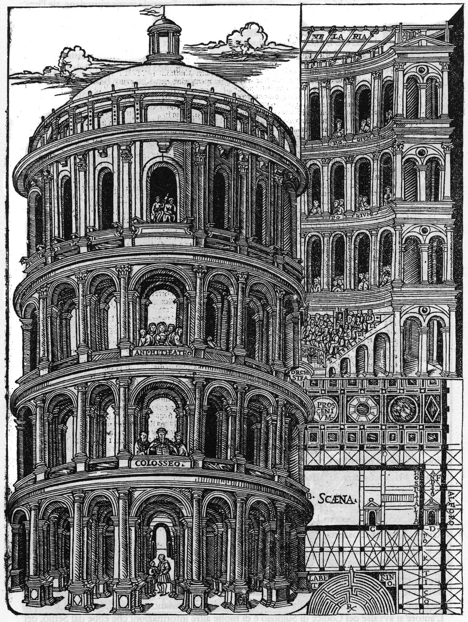 Placa retirada do livro "De architectura", trata da arquitectura de Marcus Vitrubius Pollio dit Vitruvio (século I a.C.), arquitecto romano. Edição italiana de Gianbaptista Caporali di Perugia 1536. de Unknown artist