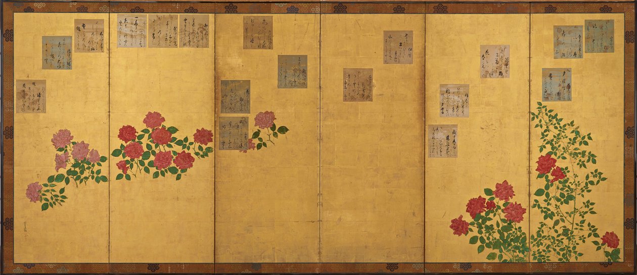 Papéis de poema e rosas de Unknown artist