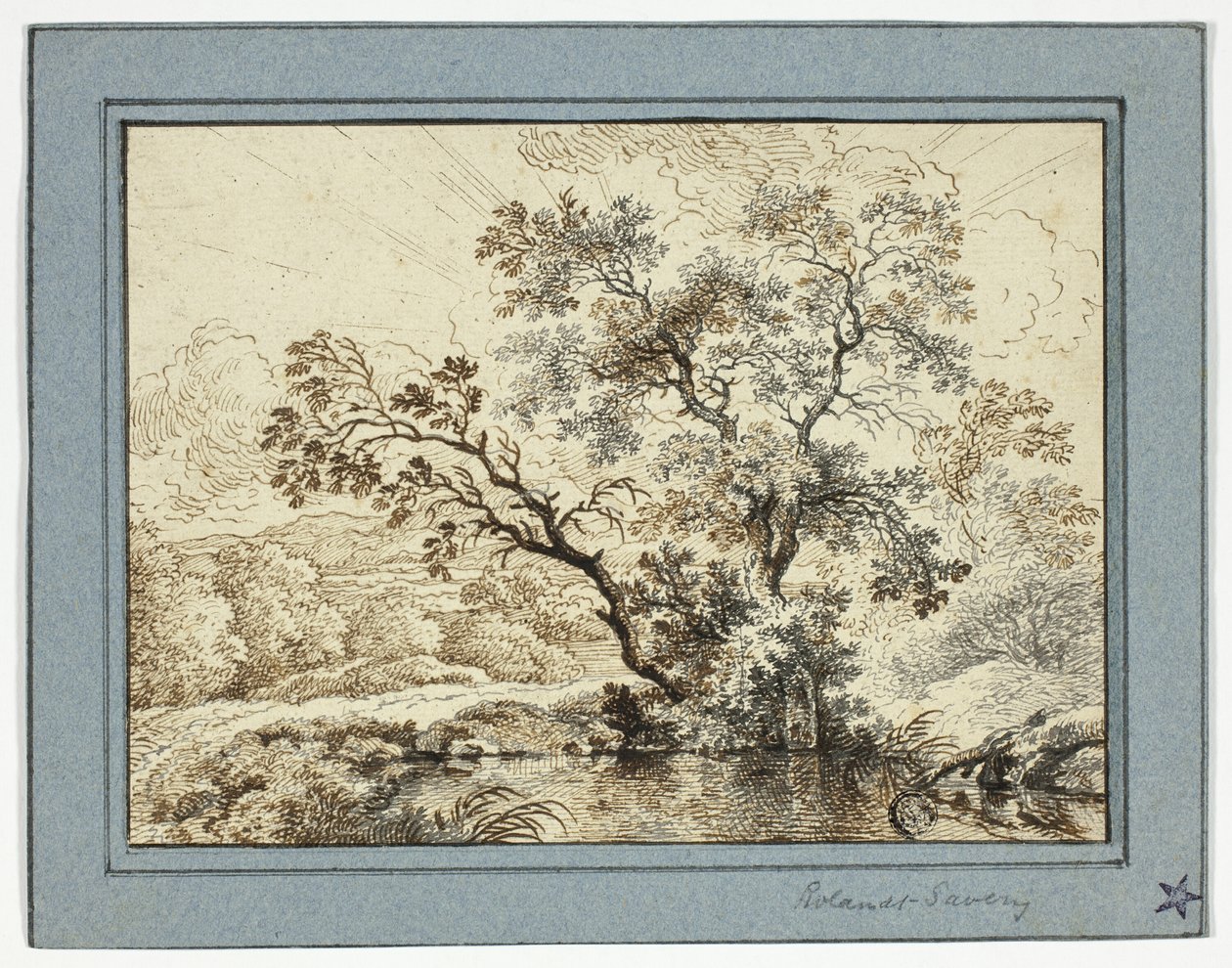 Lagoa em uma paisagem arborizada de Unknown artist