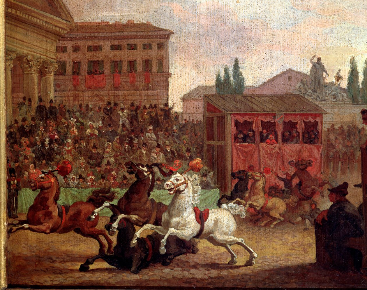 Festas populares: "A corrida (ou palio) da pintura "Barberi" Anónima do século XVIII. Roma Museo del Folklore de Unknown artist