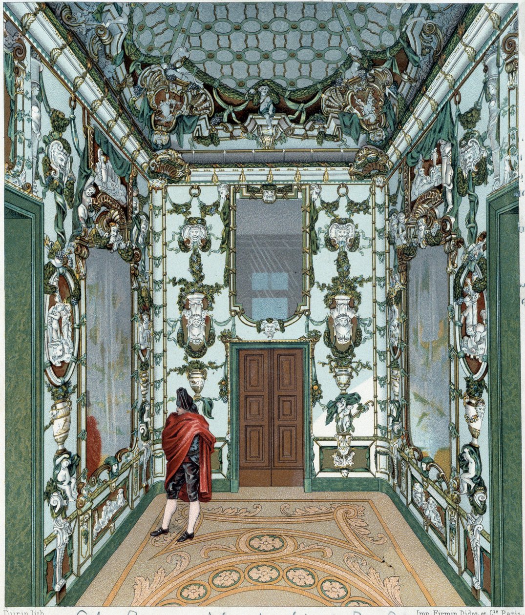 Salão de porcelana do Palácio Real de Madrid. Gravura do século XVIII. Paris, Artes Decorativas de Unknown artist