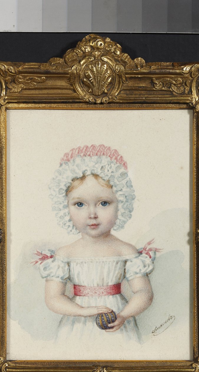 "Retrato da Grã-Duquesa Maria Nikolaevna (1819-1876) filha do Czar Nicholas I da Rússia" (Grã-Duquesa Maria Nikolaevna da Rússia (1819-1876)) Aguarela da coleção privada dos anos 1820 de Unknown artist
