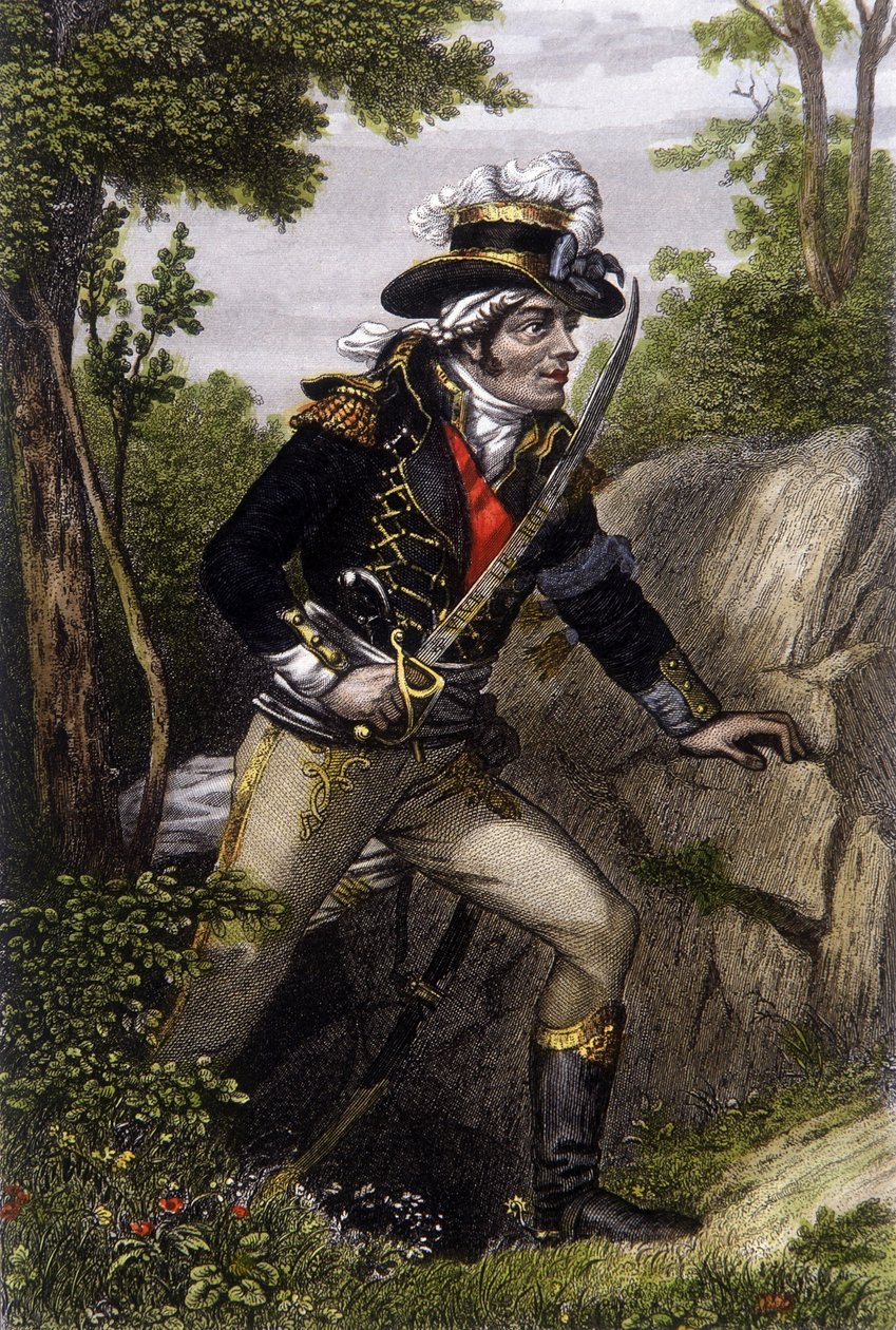 Retrato completo do líder Chouan François Athanase (François-Athanase) de Charette de la Contrie (1763-1796). de Unknown artist