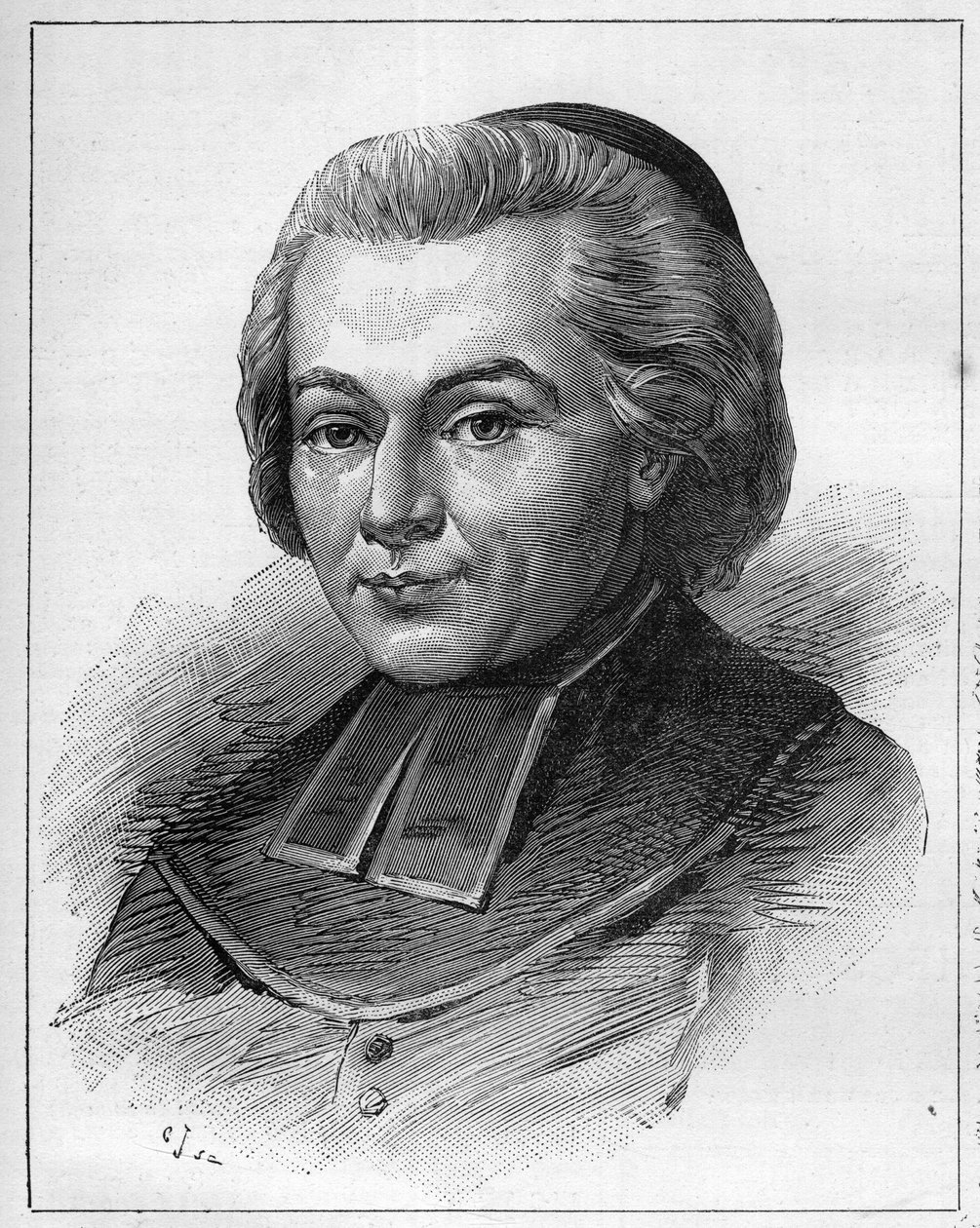 Retrato de Abbe Fabre ou Jean-Baptiste (Jean Baptiste) Fabre (1727-1783), eclesiástico e escritor francês. Gravura em "Le Monde Illustré" (O Mundo Ilustrado) de Unknown artist