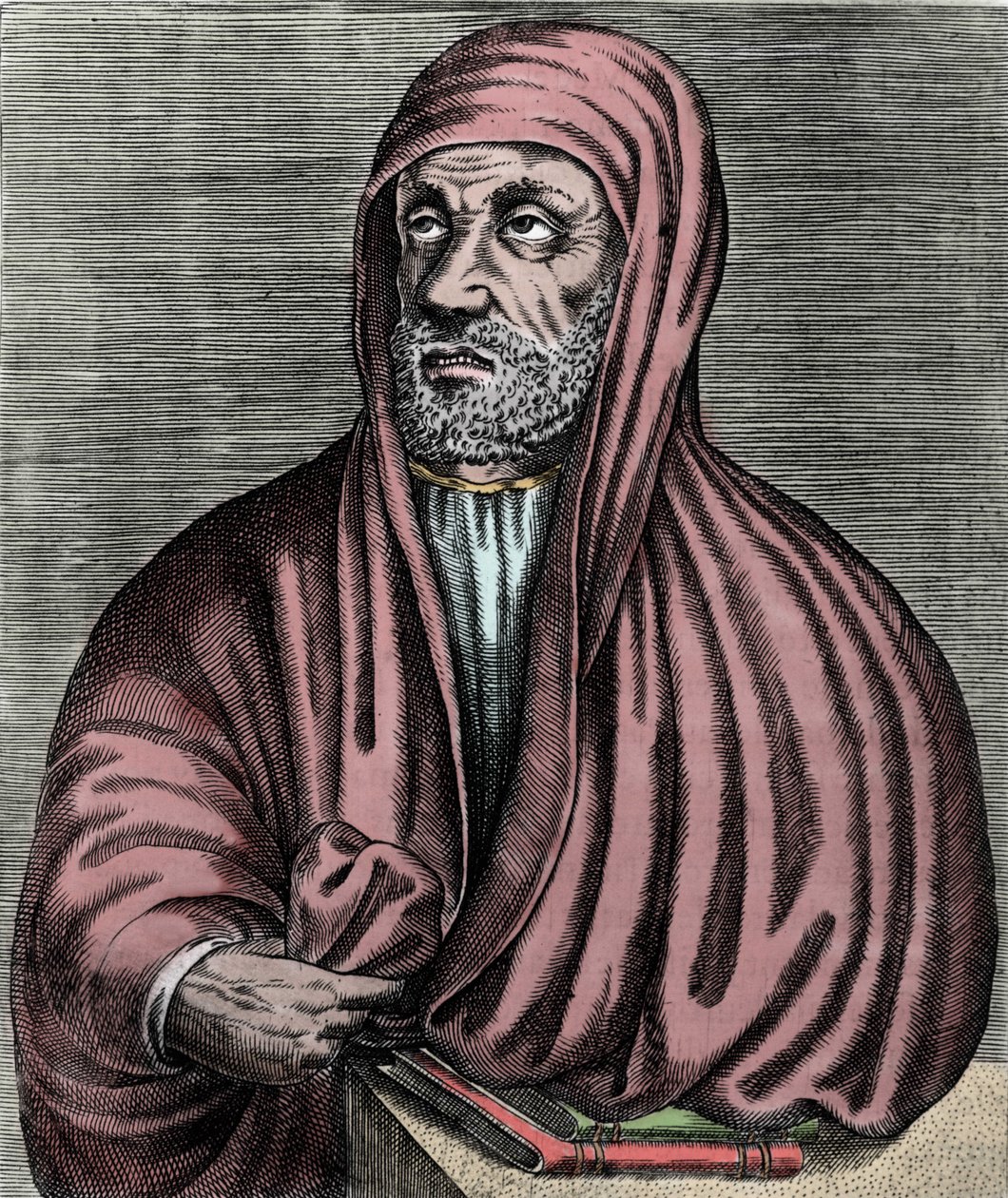 Retrato de Abu Ali al Husain ibn Abdallah ibn Sina (Avicenna) Avicenna (980-1037), médico iraniano. Gravura do século XVII. de Unknown artist