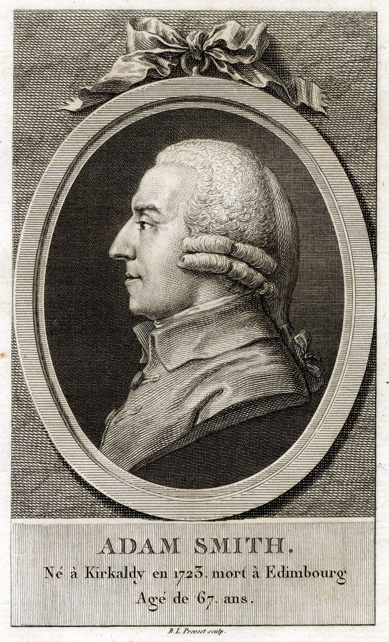 Retrato de Adam Smith (1723 - 1790), filósofo e economista escocês. de Unknown artist