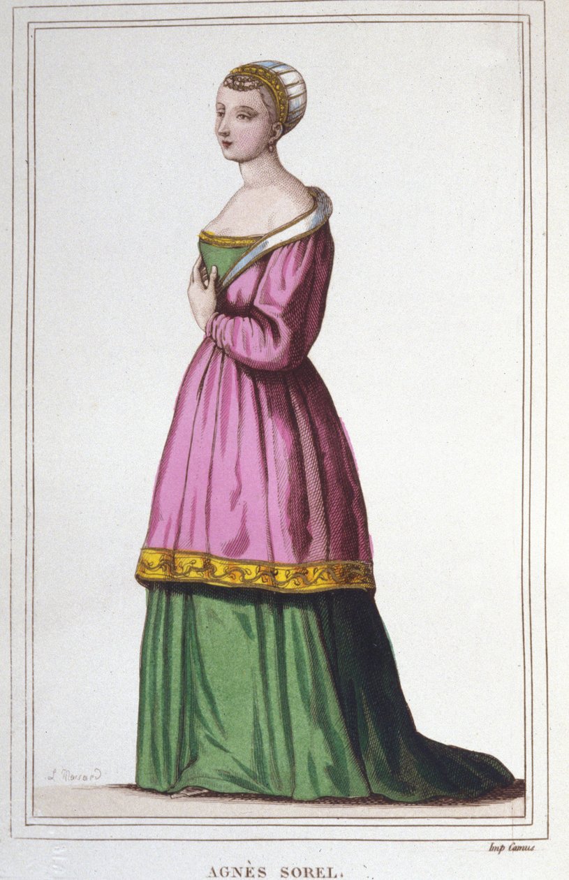 Retrato de Agnes Sorel (1422-1450) (Lady of Beaute sur Marne) (Beaute-sur-Marne). Gravura favorita do Rei Carlos VII. gravada a partir de 1830 de Unknown artist