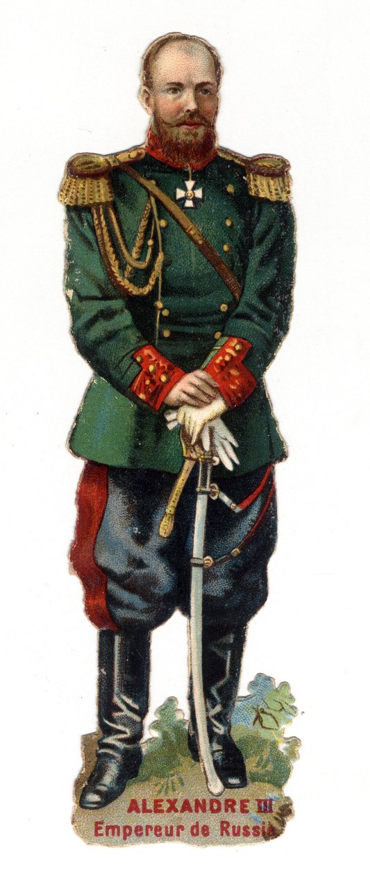 Retrato de Alexandre III, Imperador da Rússia (1845-1894). Cromolitografia tardia do século XIX. Coleção Particular de Unknown artist
