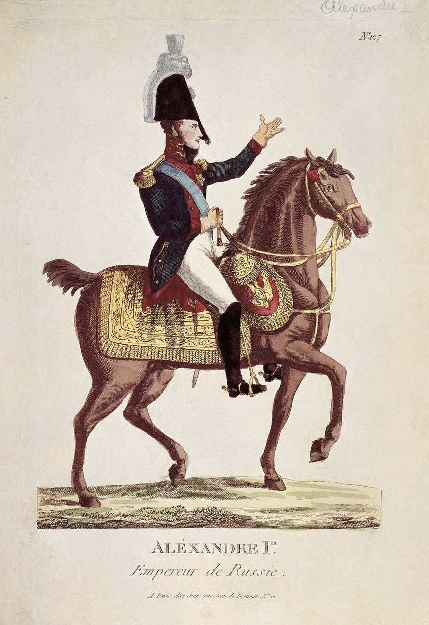 Retrato de Alexandre I (gravura a cores) de Unknown artist