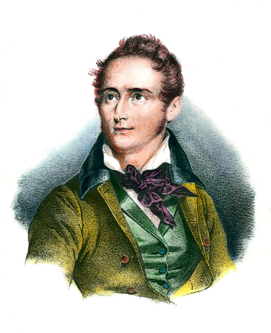 Retrato de Alphonse de Lamartine (1790-1869) poeta francais Gravura do século XIX Colecção privada de Unknown artist