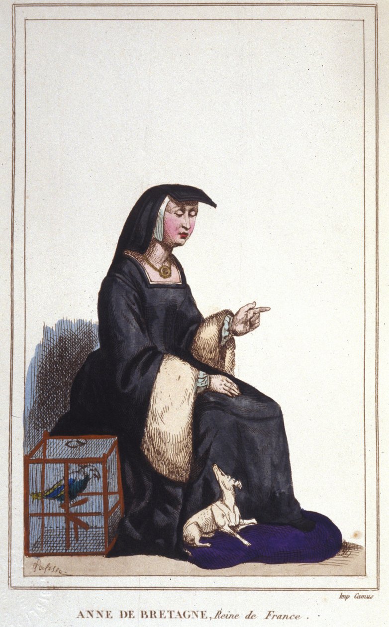 Retrato de Ana da Bretanha (1476-1514), Rainha de França, esposa de Carlos VIII e depois Luís XII. Gravado a partir de 1830 de Unknown artist