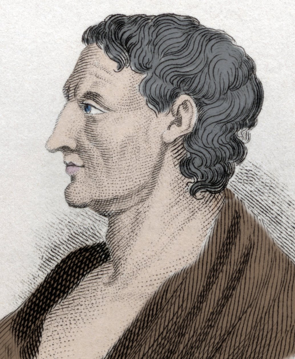 Retrato de Aristóteles conhecido como Stagirite, em grego Aristóteles filósofo grego (384 AC a 322 AC). Gravura do século XIX. de Unknown artist