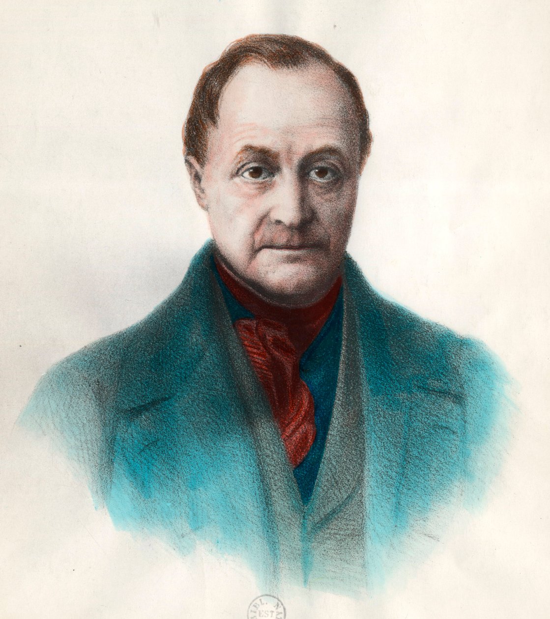 Retrato de Auguste Comte (1798 - 1857), filósofo francês. Gravura do século XIX. Coleção particular. de Unknown artist