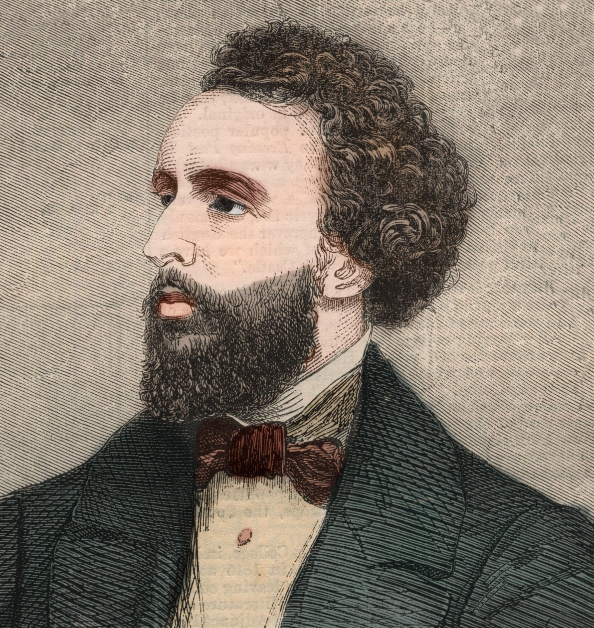 Retrato de Bayard Taylor (1825-1878), poeta americano. Gravura em "The illustrated London News", de 23 de Janeiro de 1858. de Unknown artist