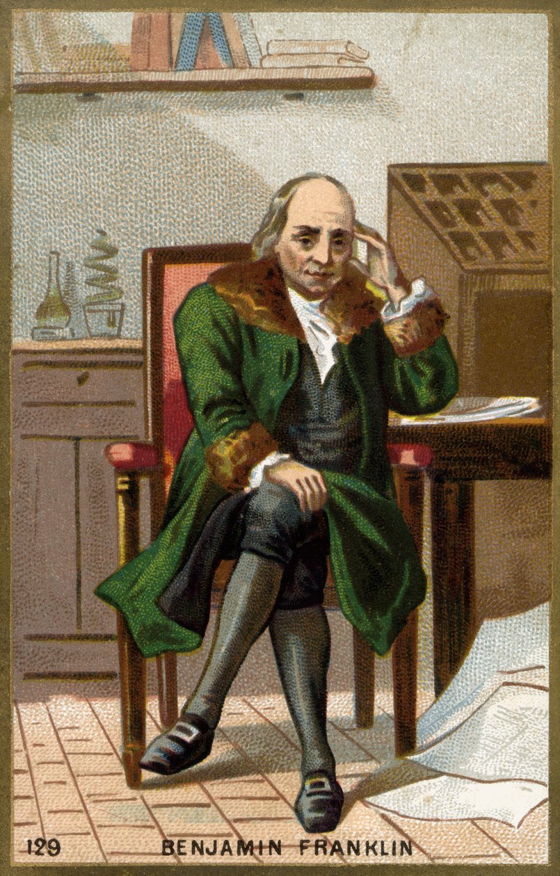 Retrato de Benjamin Franklin (1706 - 1790), político, memorialista, panfletário e físico americano. de Unknown artist