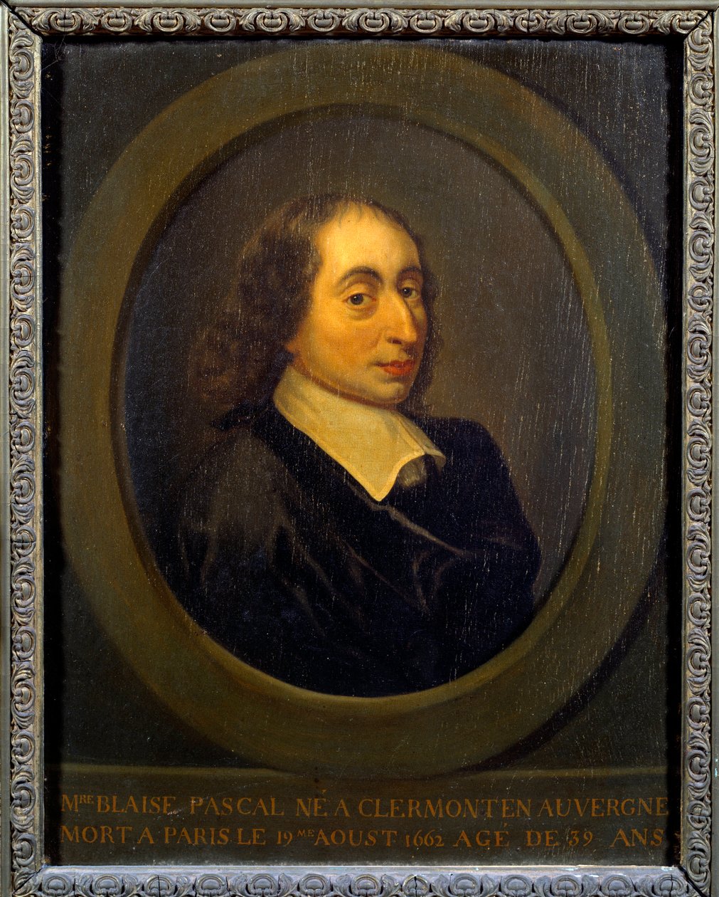 Retrato de Blaise Pascal (1623-1662), físico, matemático e escritor francês. Pintura anônima. Port Royal, Musee Des Granges de Unknown artist