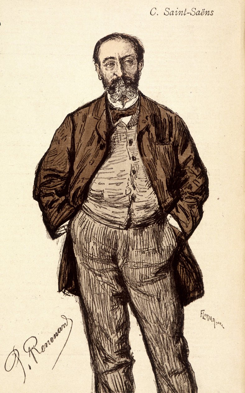 Retrato de Camille Saint Saens (Saint-Saens) (1835-1921), compositor francês. de Unknown artist
