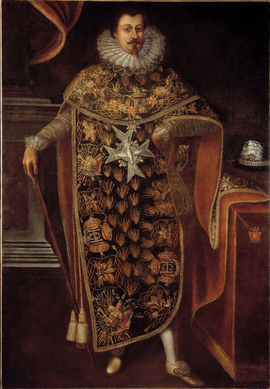 Retrato de Charles Henri de Clermont Thonnerre (1571-1640) em Vestido de Cavaleiro da Ordem do Espírito Santo (Ordem do Espírito Santo) Pintura anônima. Século XVII. Paris, musee de la Legion d