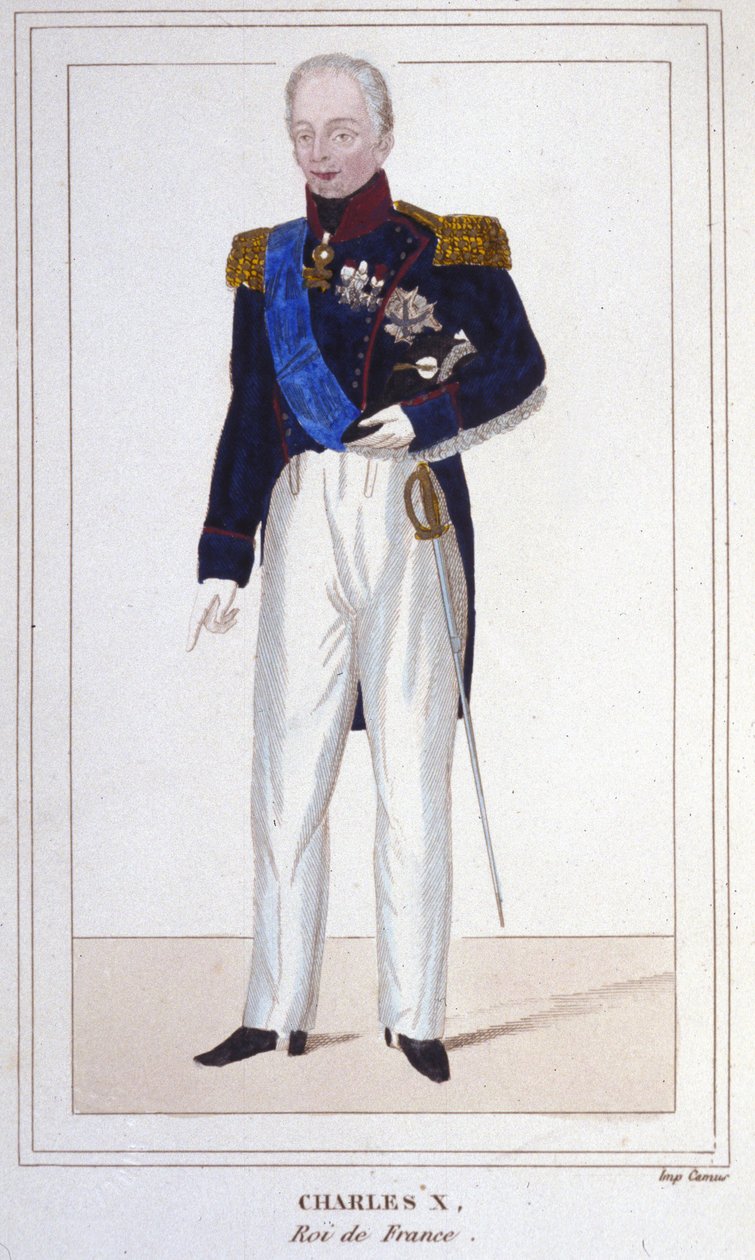 Retrato de Carlos X, Rei de França (1757 - 1836) gravura de 1830 de Unknown artist