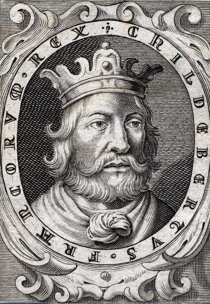 Retrato de Childebert I (v. 495-558) Gravura do Rei de Paris do século XVIII de Unknown artist