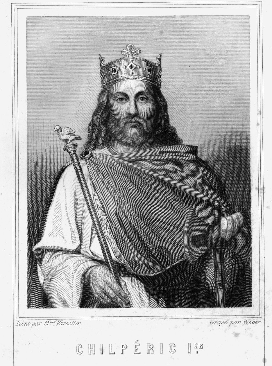 Retrato de Chilperic I (539 - 584), Rei de Neustria - em "Histoire des Français" de Lavallée, gravura, sd. de Unknown artist