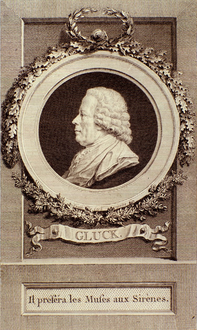 Retrato de Christoph Gluck (1714-1787) compositor alemão Engraving. Século XVIII. Bolonha, musico civico de Unknown artist