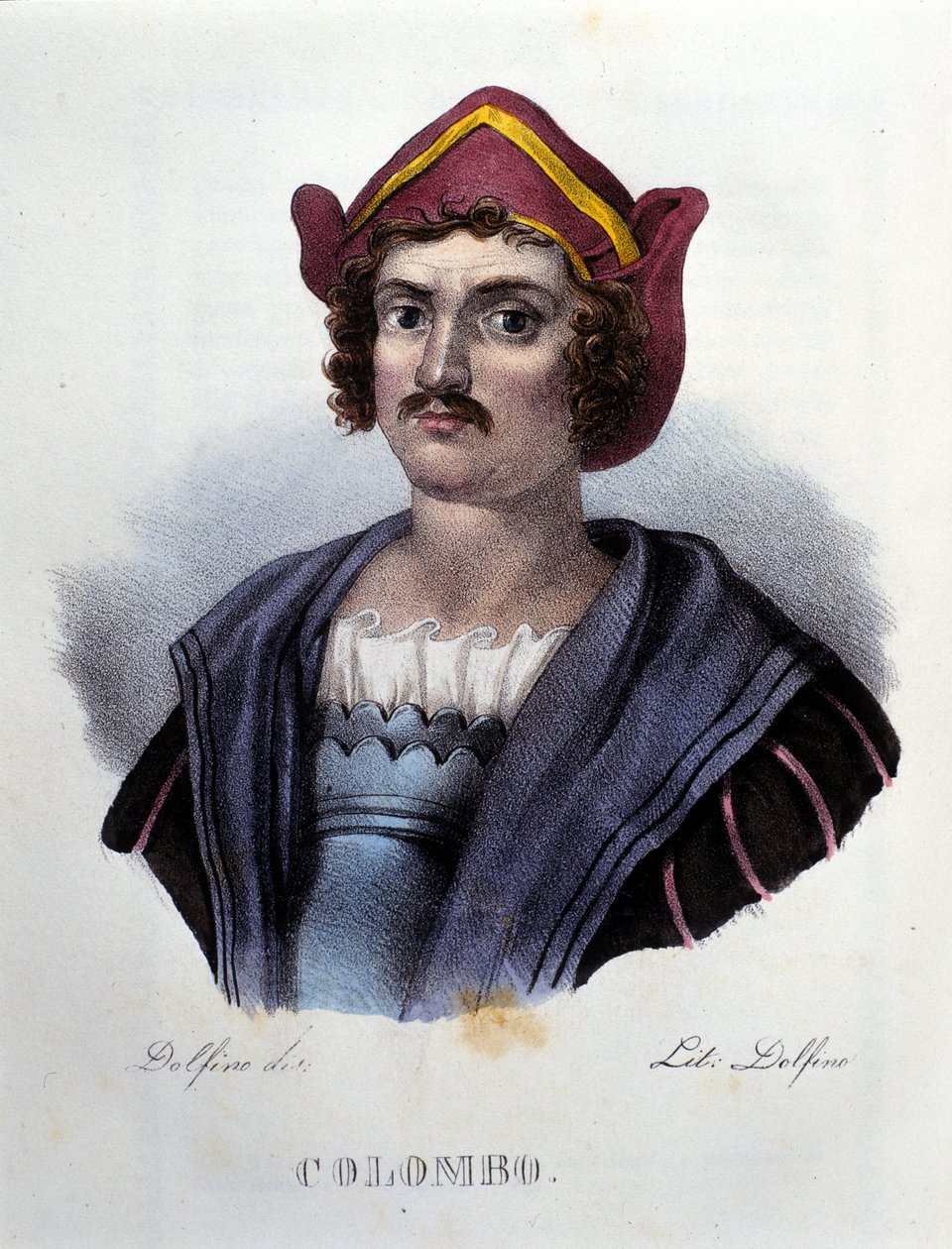 Retrato de Cristóvão Colombo, gravura do século XIX. de Unknown artist