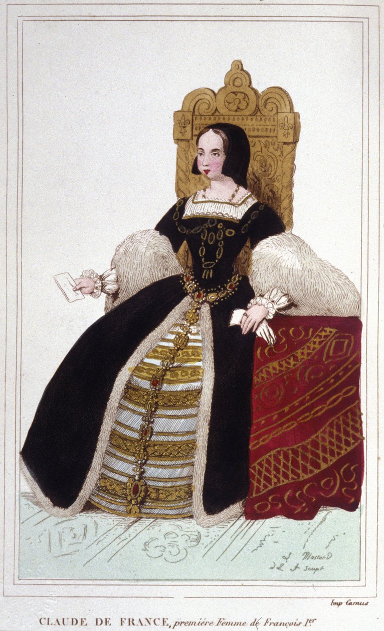 Retrato de Claude de France (1499 - 1524) esposa de François 1ª, Gravura do Rei de França de 1830 de Unknown artist