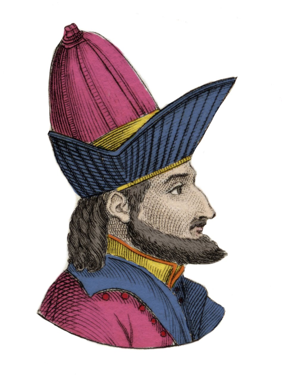 Retrato de Constantino XI (ou XII) Paleólogo, conhecido como Dragases (Constantino XI Palaiologos) (1404-1453), imperador bizantino. Gravura do século XIX. de Unknown artist