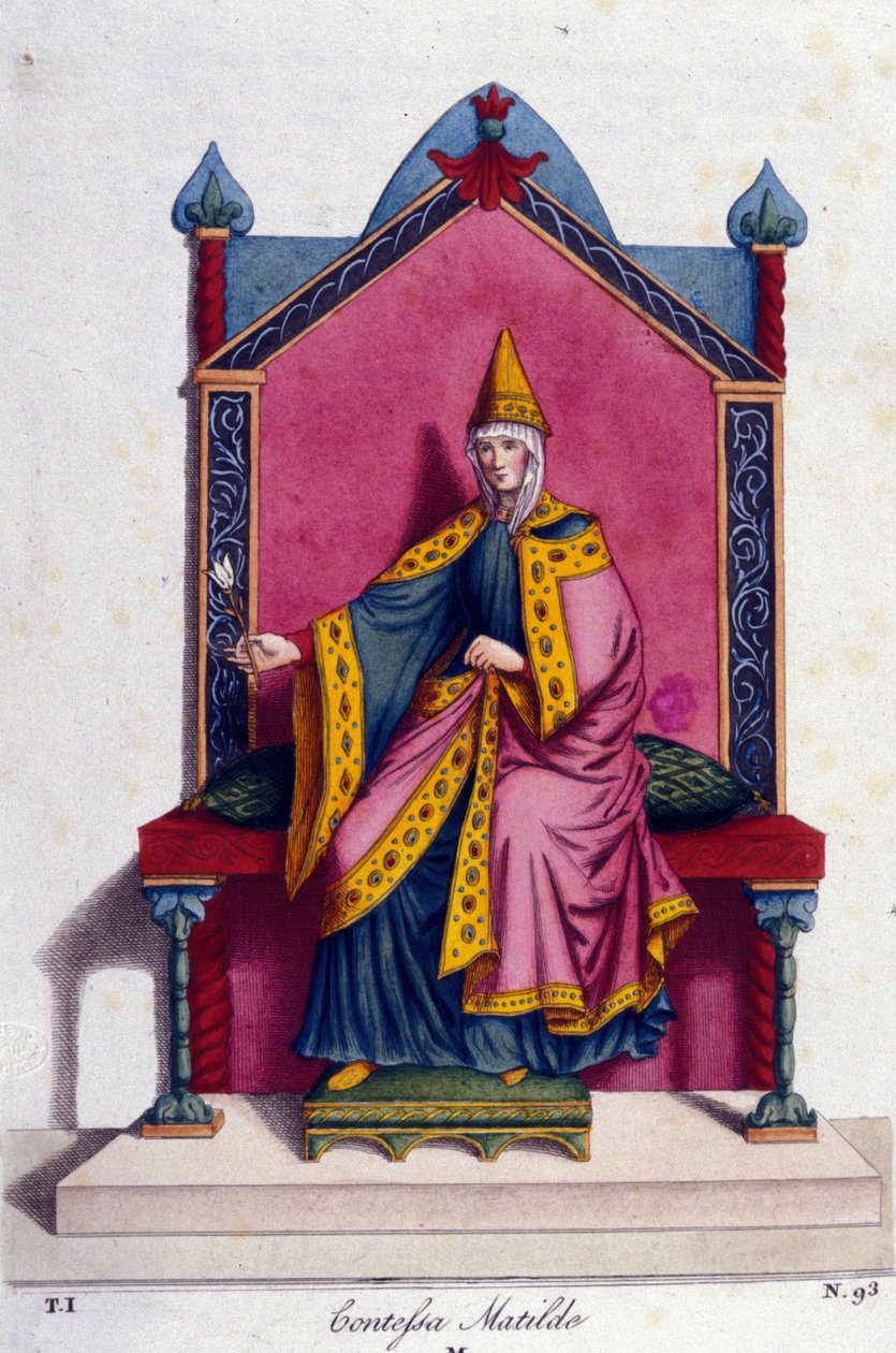 Retrato da Condessa Mathilde de Canossa (ou Condessa Mathilde da Toscana) (1046 - 1115). Gravura do século XIX. de Unknown artist
