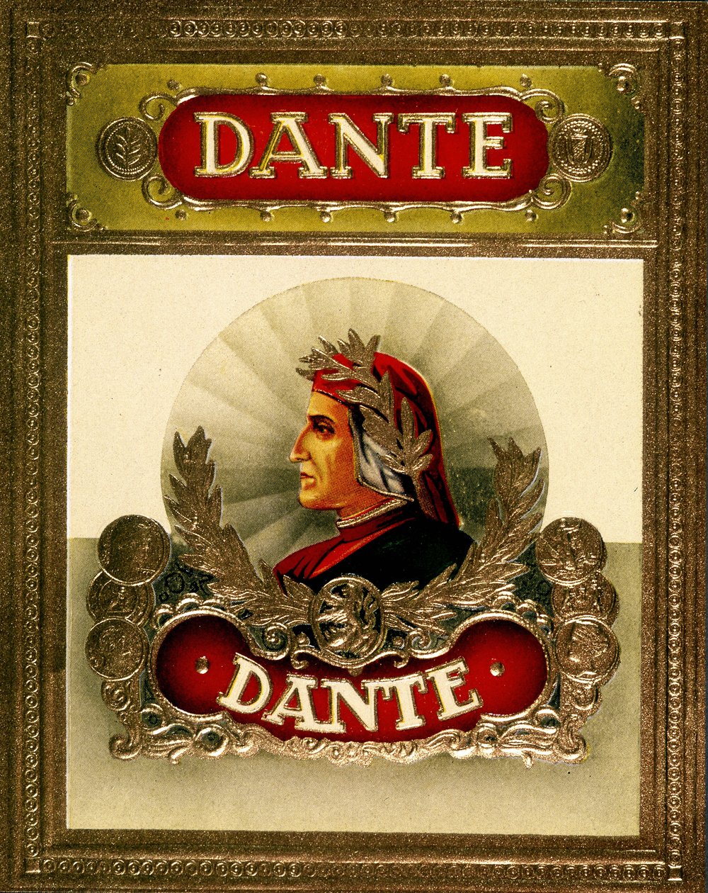 Retrato de Dante Alighieri (1265-1321). Cromolitografia do século XIX. de Unknown artist
