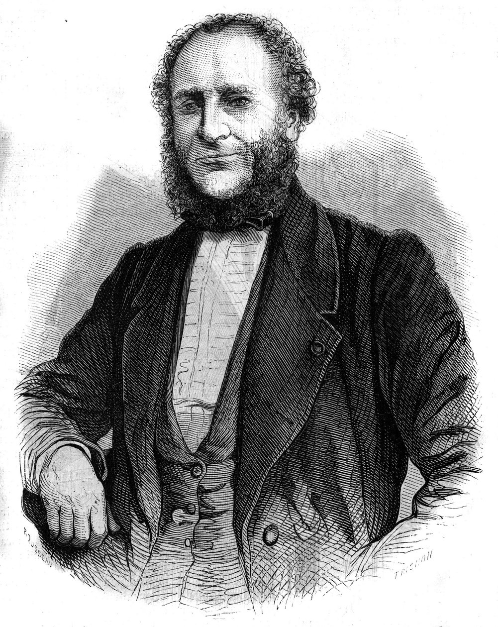 Retrato do Dr. Jobert de Lamballe (1799-1867) cirurgião francês. Gravura em "L