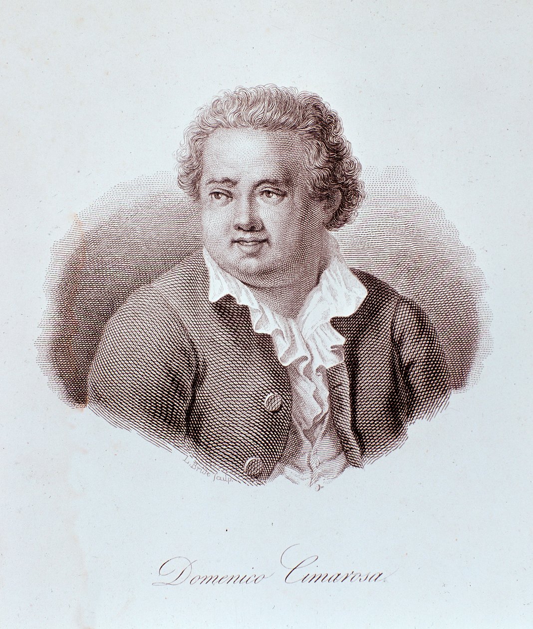 Retrato de Domenico Cimarosa (1749-1801) compositor italiano Gravura. Século XVIII. Milão, biblioteca del conservatorio de Unknown artist