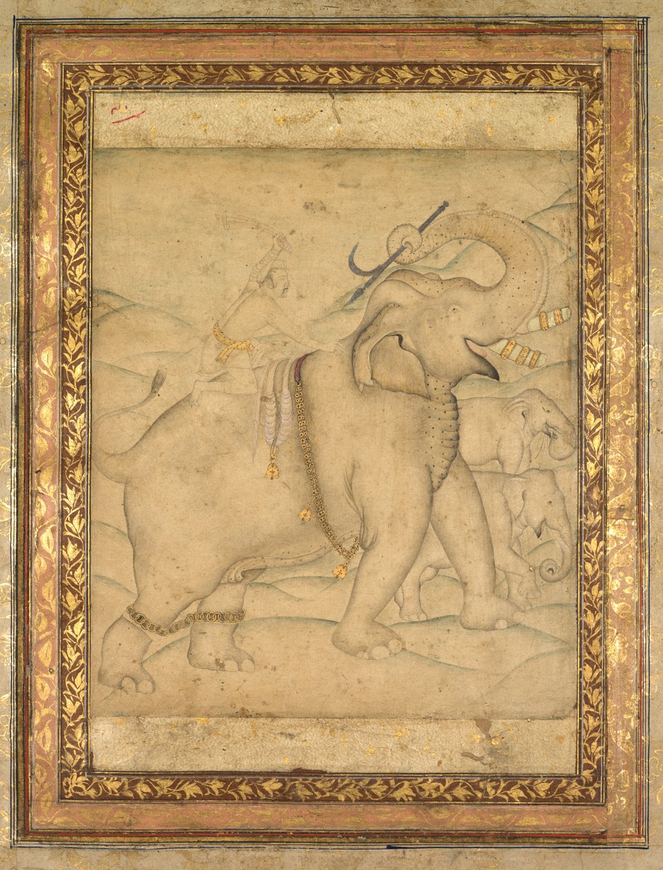 Retrato do Imperador Jahangir montando um elefante de Unknown artist