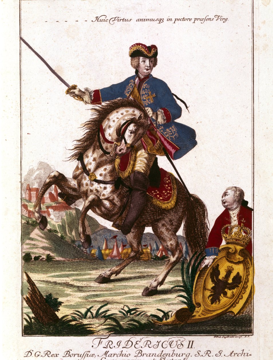 Retrato de Frederico II da Prússia (1712-1786) conhecido como Frederico o Grande. Gravura do século XVIII. . de Unknown artist