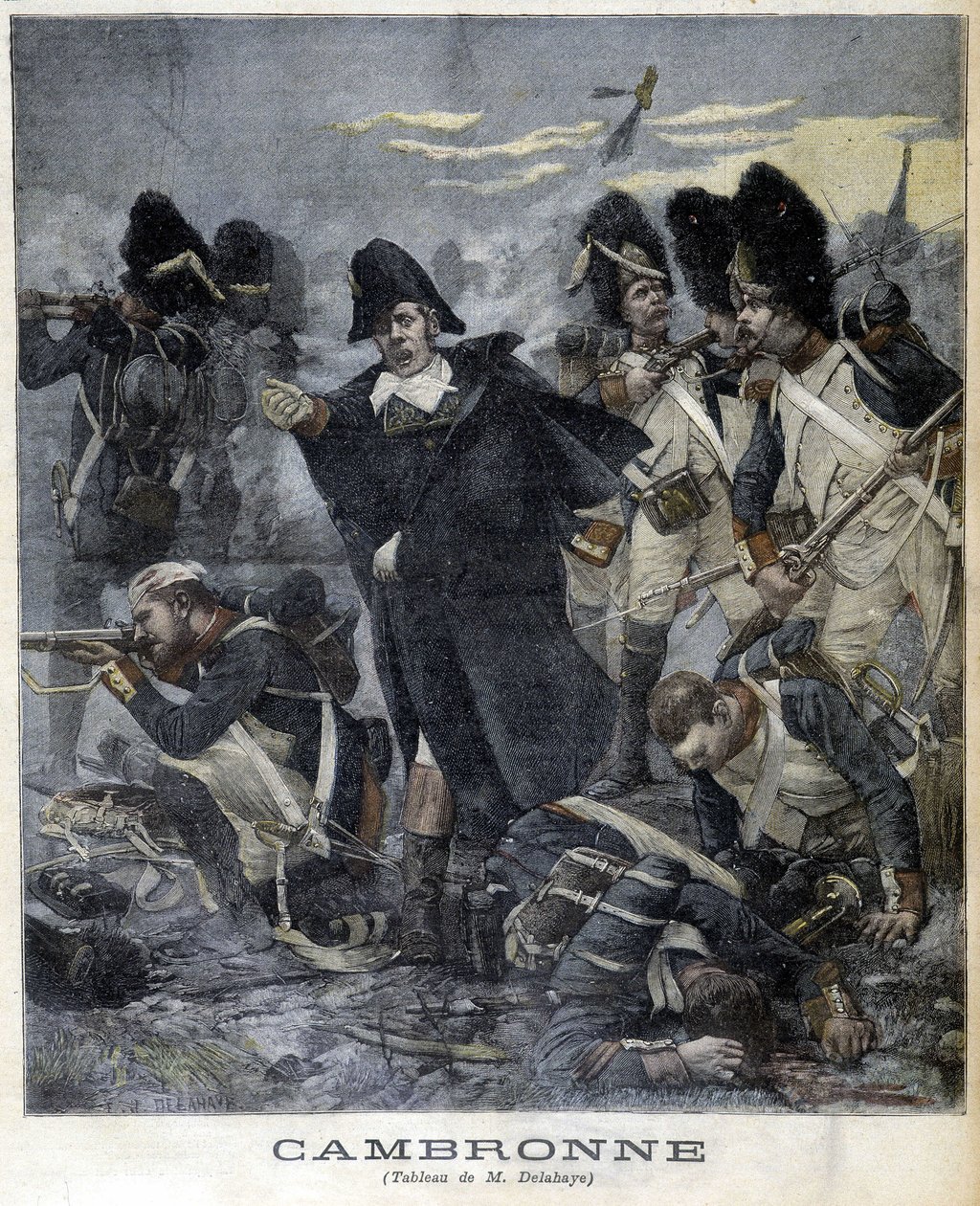Retrato do General Cambronne (1770 - 1842) durante uma batalha. Ilustração do "Petity Journal" em 1891. de Unknown artist
