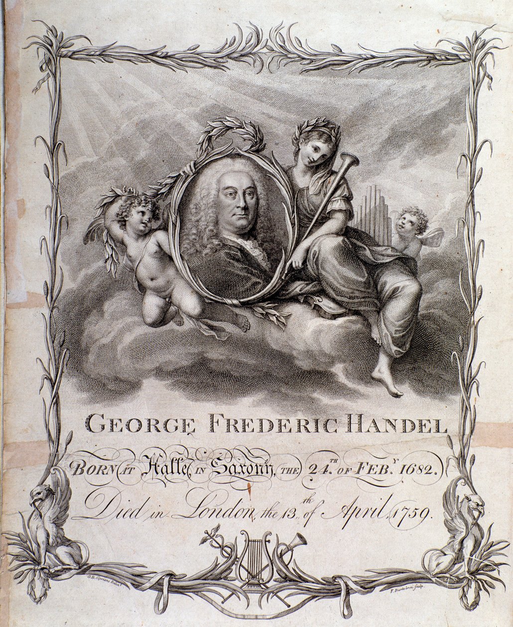Retrato de Georg Friedrich Handel (gravura) de Unknown artist