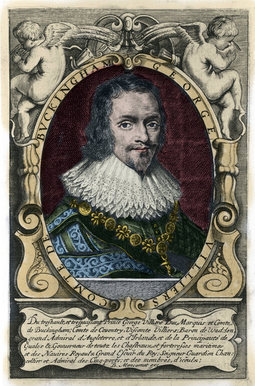Retrato de George Villiers (1592-1628) Gravura do Duque de Buckingham do século XVII de Unknown artist