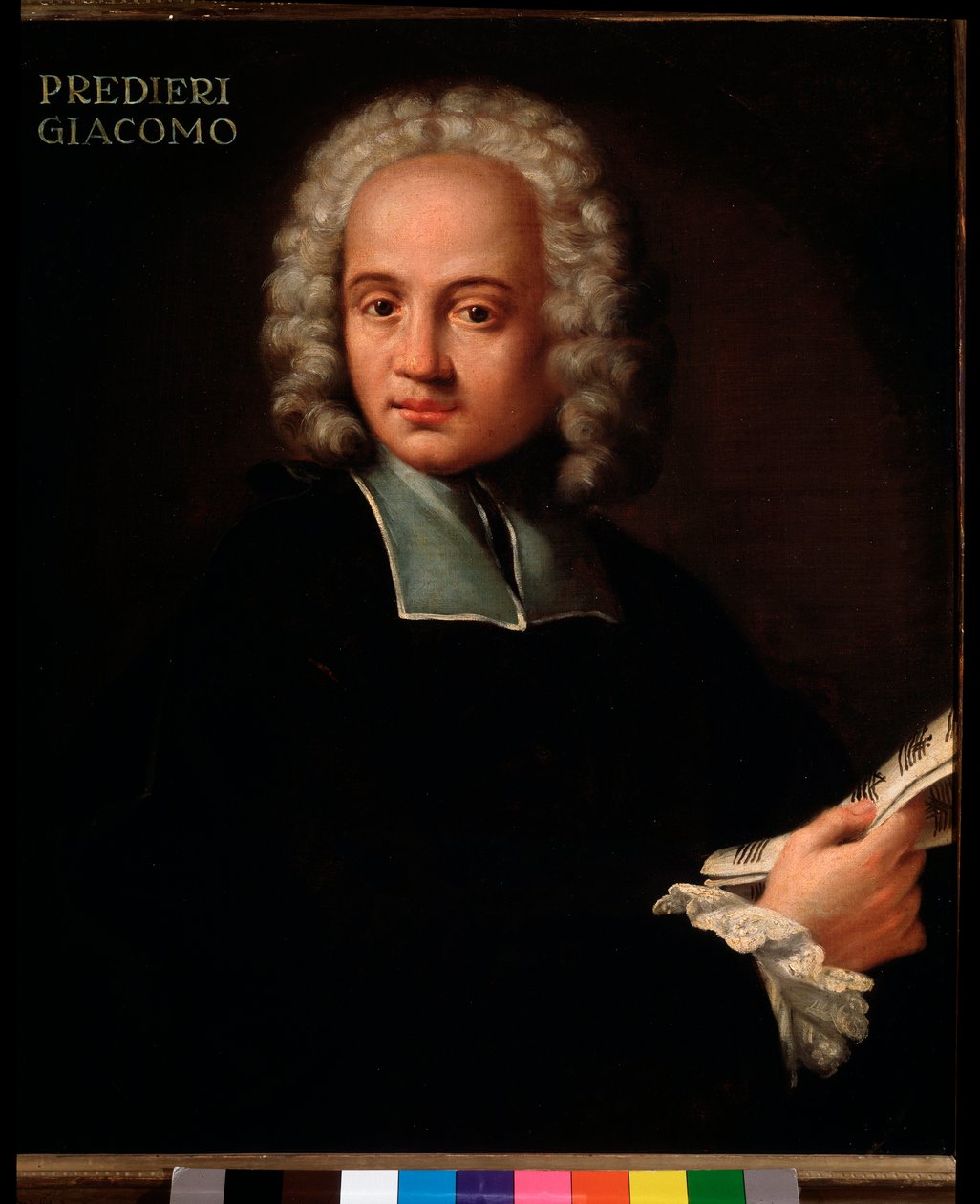 Retrato de Giacomo Predieri (1655-1743/53) organista italiano e pintor anônimo cornetista. 1700 circa. Bolonha, Museo Museo civico de Unknown artist