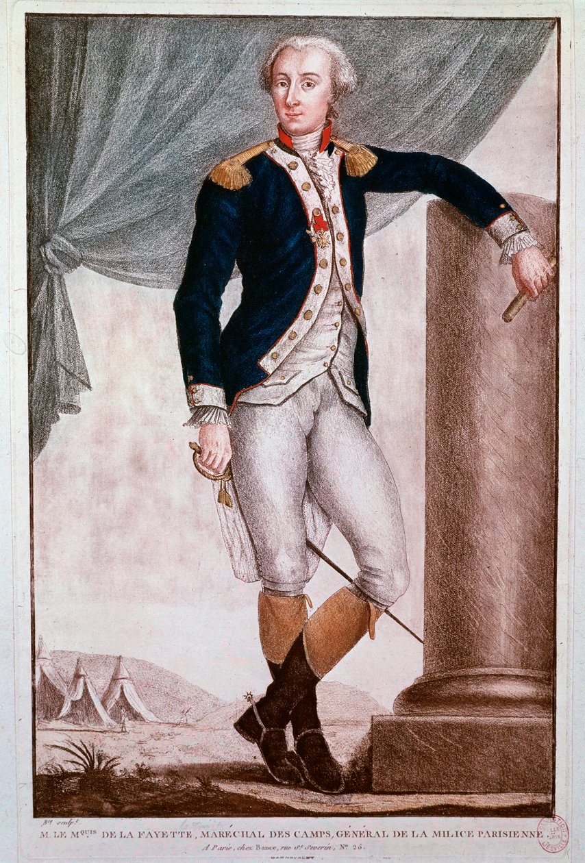 Retrato de Gilbert du Motier, Marquês de Lafayette (gravura de Unknown artist