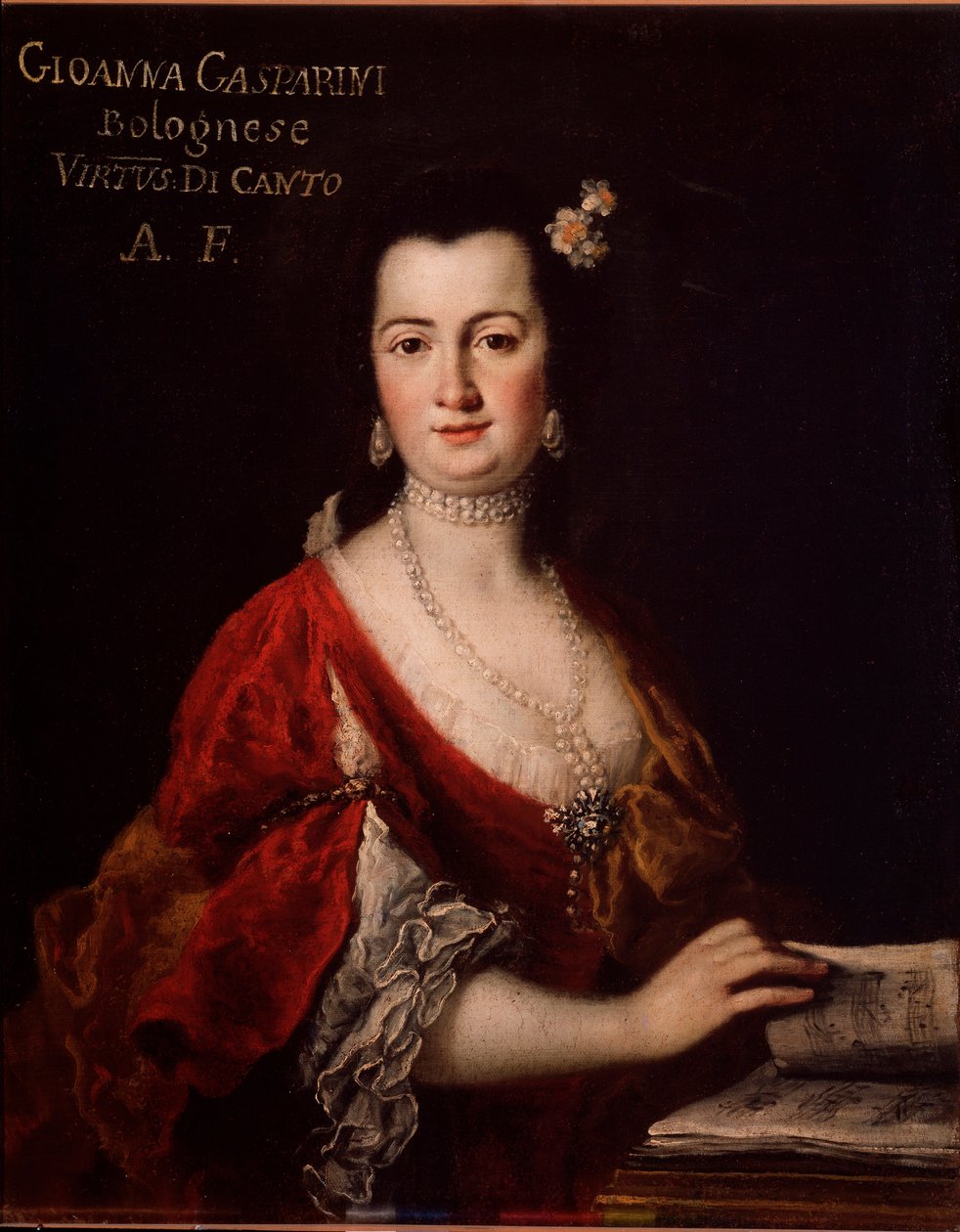 Retrato de Giovanna Gasparini (1717-?) cantora italiana Anonymous painting. Século XVIII. Bolonha, museo civico bibliografico musicale. de Unknown artist